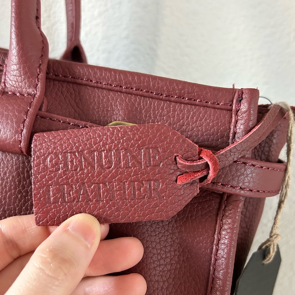 Handmade In India Genuine Leather Crossbody Satchel Bag Maroon OS - Picture 5 of 13